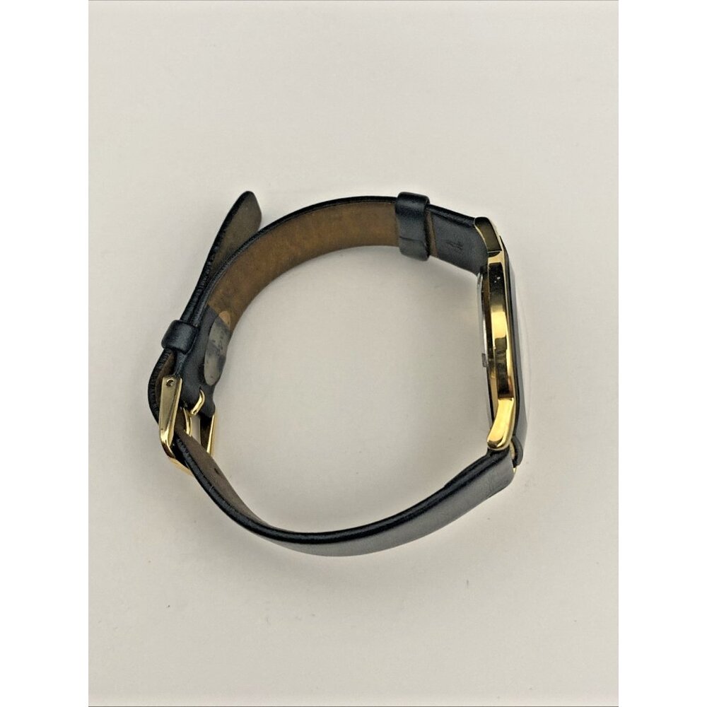 Le Chateau Womens Diamond 18k Gold Plated Watch Black Leather New Battery Works - Picture 5 of 9